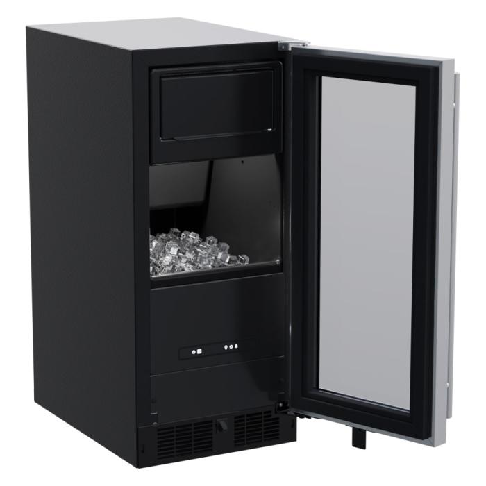 Marvel 15"W. Classic Built-In 39 lb. Daily Production Clear Ice Machine With Factory-Installed Pump - Stainless Steel Frame With Glass - View 3 | Fridge.com