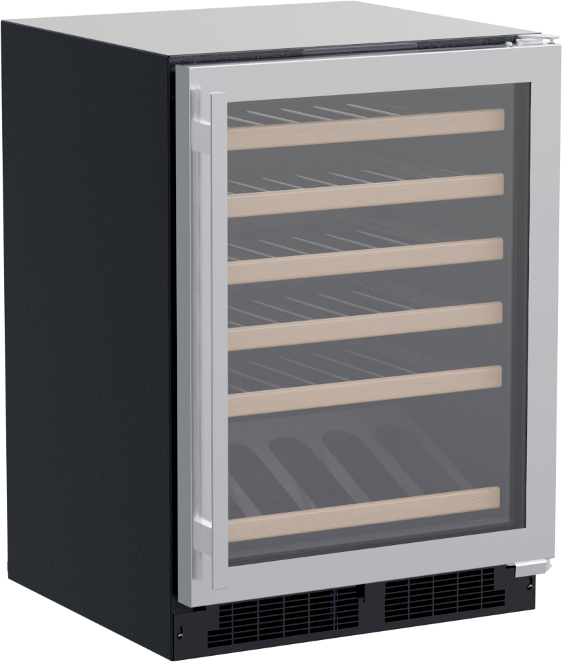 23.88'' 45 Bottle Single Zone Built-in Wine Refrigerator with Stainless Steel Frame Glass Door | Fridge.com