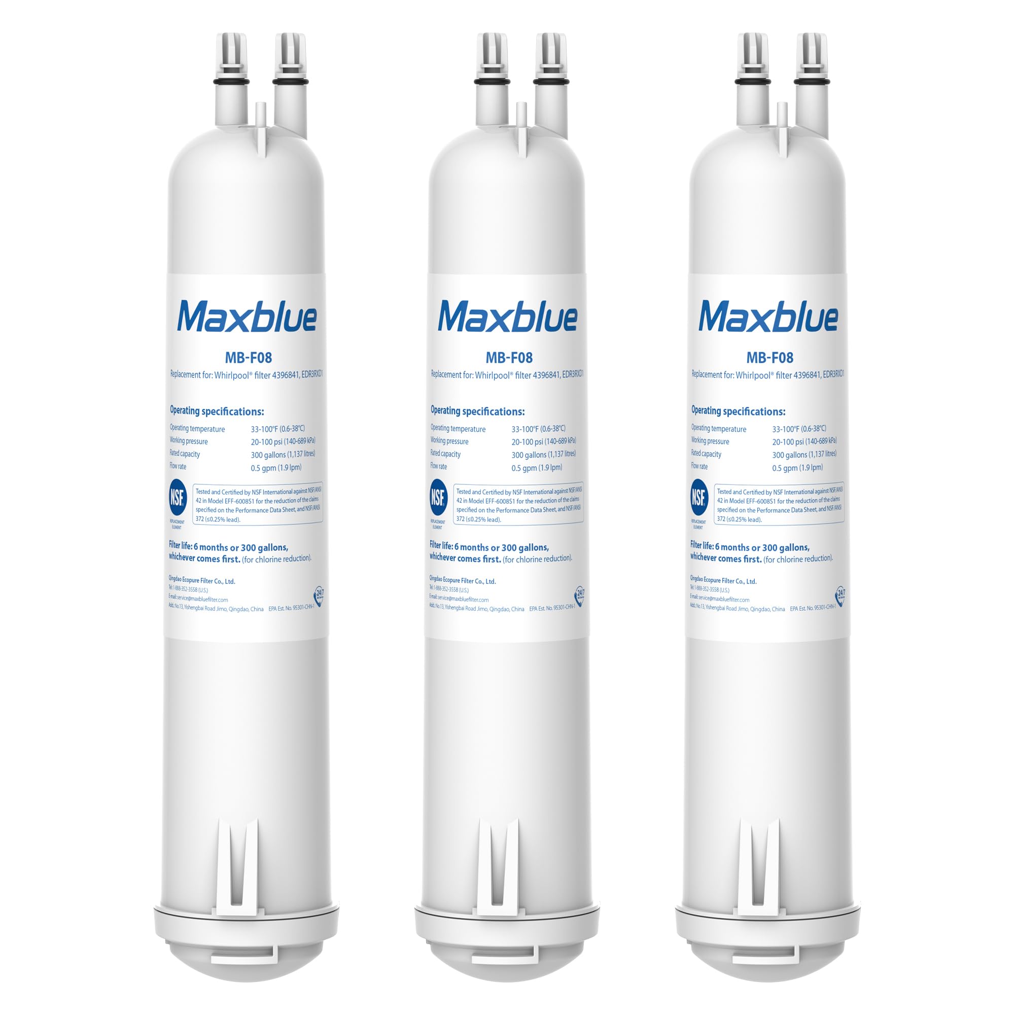Maxblue EDR3RXD1 Replacement for 4396841, Everydrop® Filter 3, 4396710, Kenmore® 46-9083, 46-9030, Refrigerator Water Filter, 3 Filters | Fridge.com