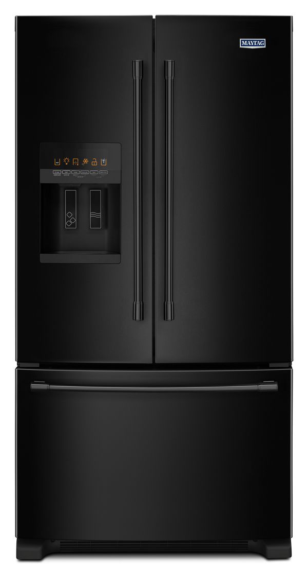 Maytag 36- In. Wide French Door Refrigerator W/ Powercold Feature, 25 Cu. Ft. In Black-On-Black | Fridge.com