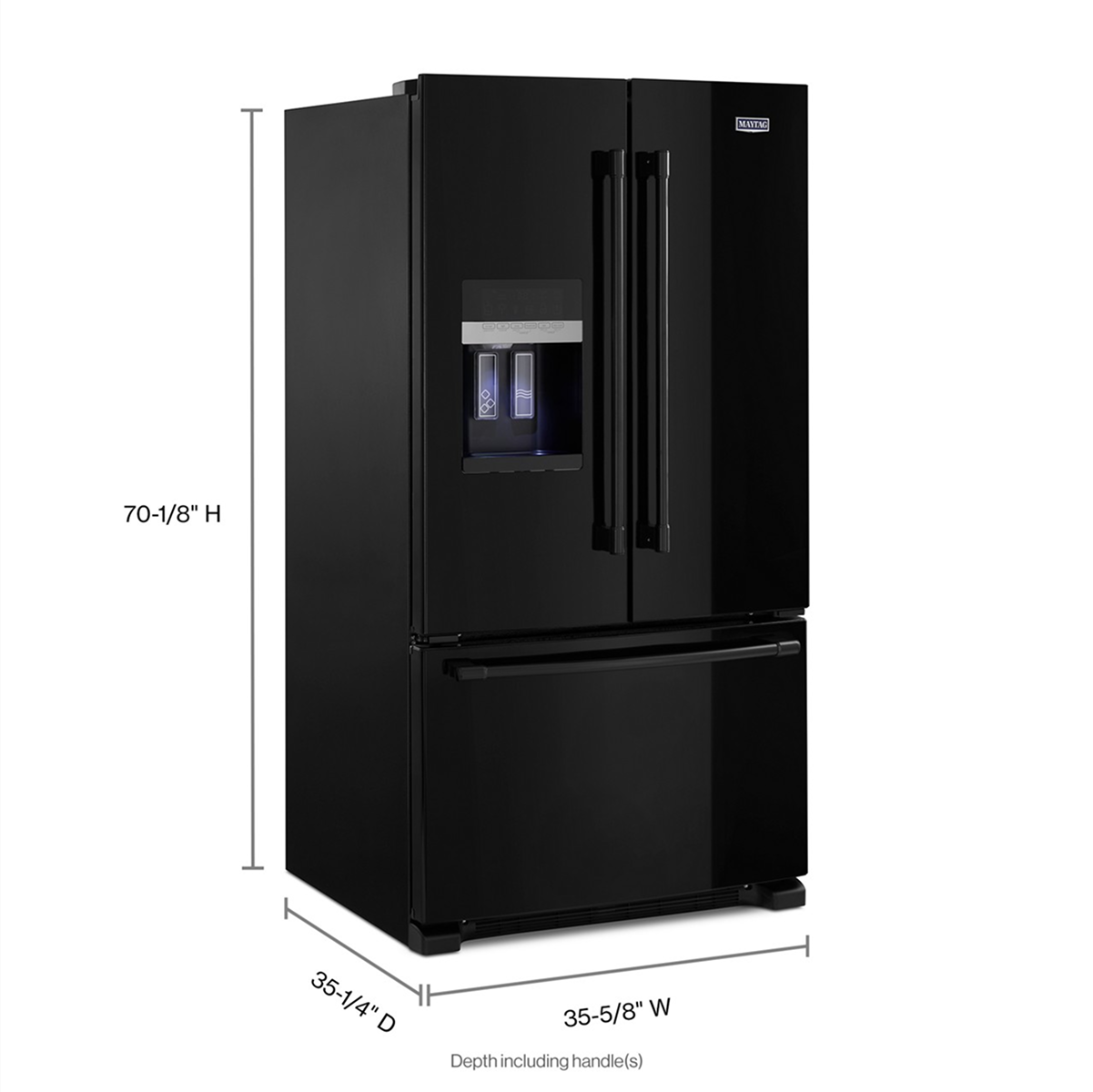 Maytag 36- in. Wide French Door Refrigerator W/ Powercold Feature, 25 cu. ft. in Black-On-Black - View 4 | Fridge.com
