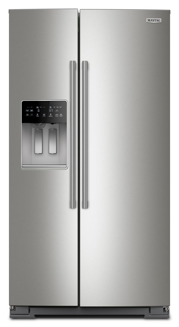 Maytag 28.41 Cu Ft, Full-Depth Side-By-Side Refrigerator, Exterior Ice And Water Dispenser In Fingerprint-Resistant Stainless Finish | Fridge.com
