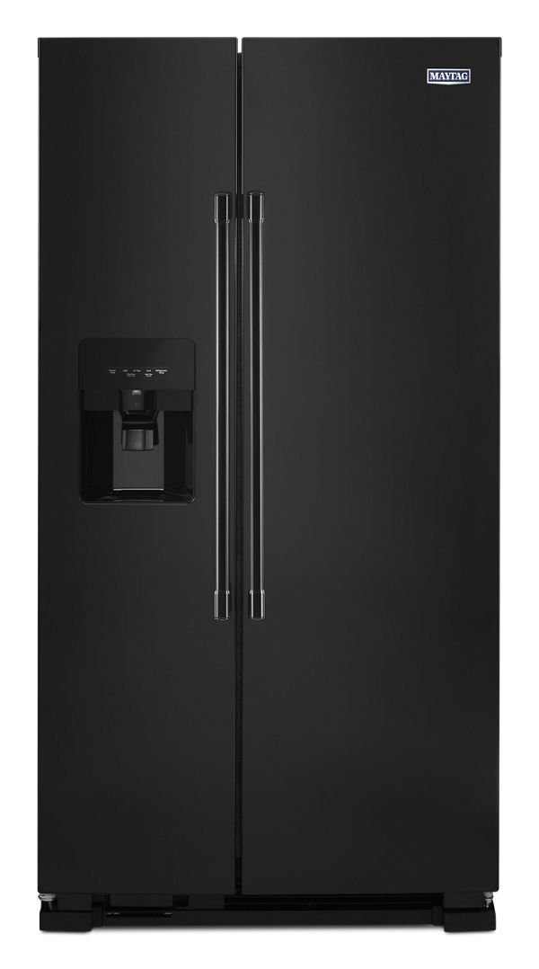 Maytag 36 In. Wide Side-By-Side Refrigerator W/ Exterior Ice And Water Dispenser, 25 Cu. Ft. In Black | Fridge.com
