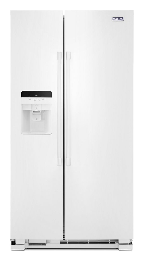 Maytag 36 In. Wide Side-By-Side Refrigerator W/ Exterior Ice And Water Dispenser, 25 Cu. Ft. In White | Fridge.com
