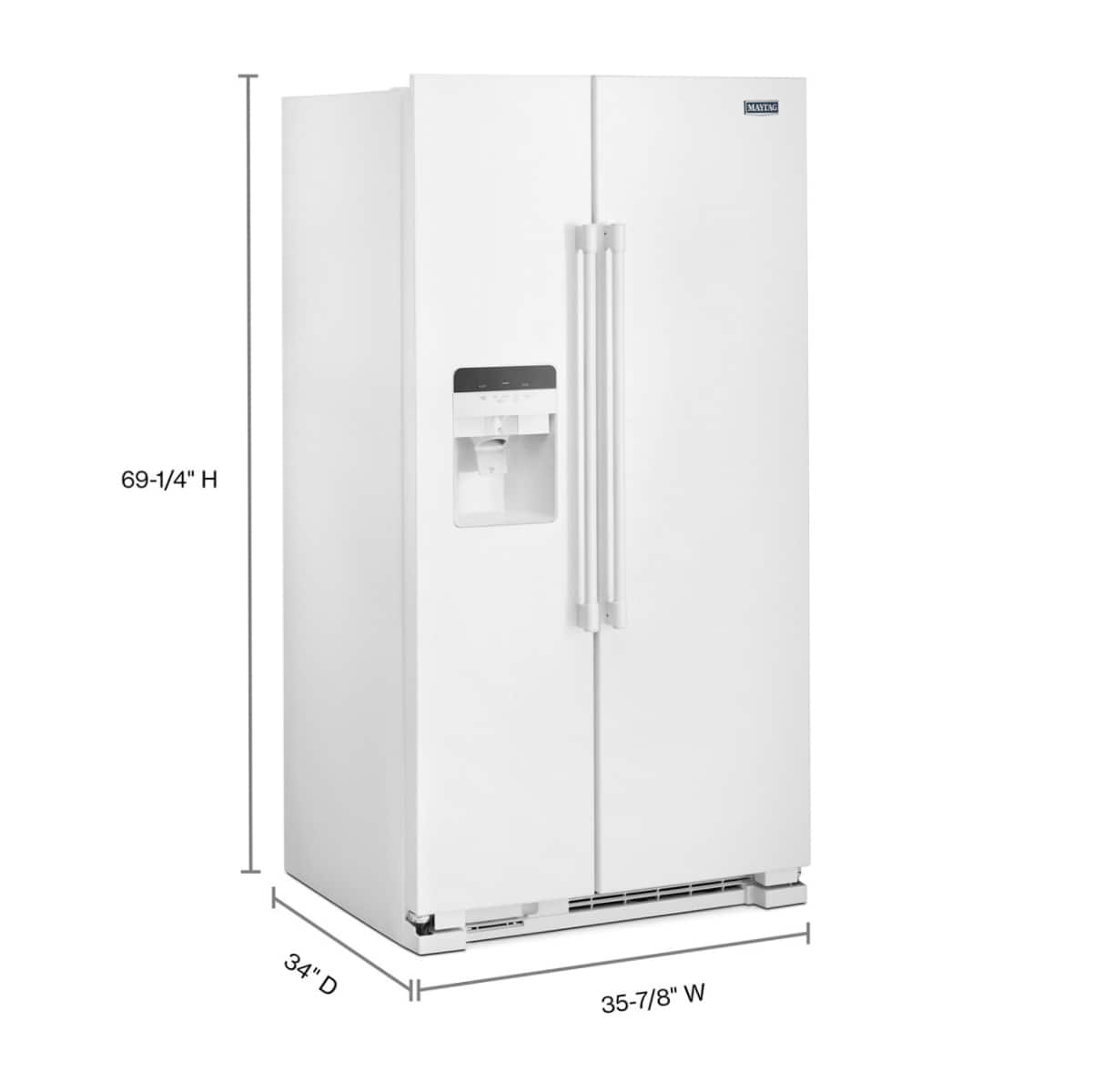 Maytag 36 in. Wide Side-By-Side Refrigerator W/ Exterior Ice And Water Dispenser, 25 cu. ft. in White - View 4 | Fridge.com