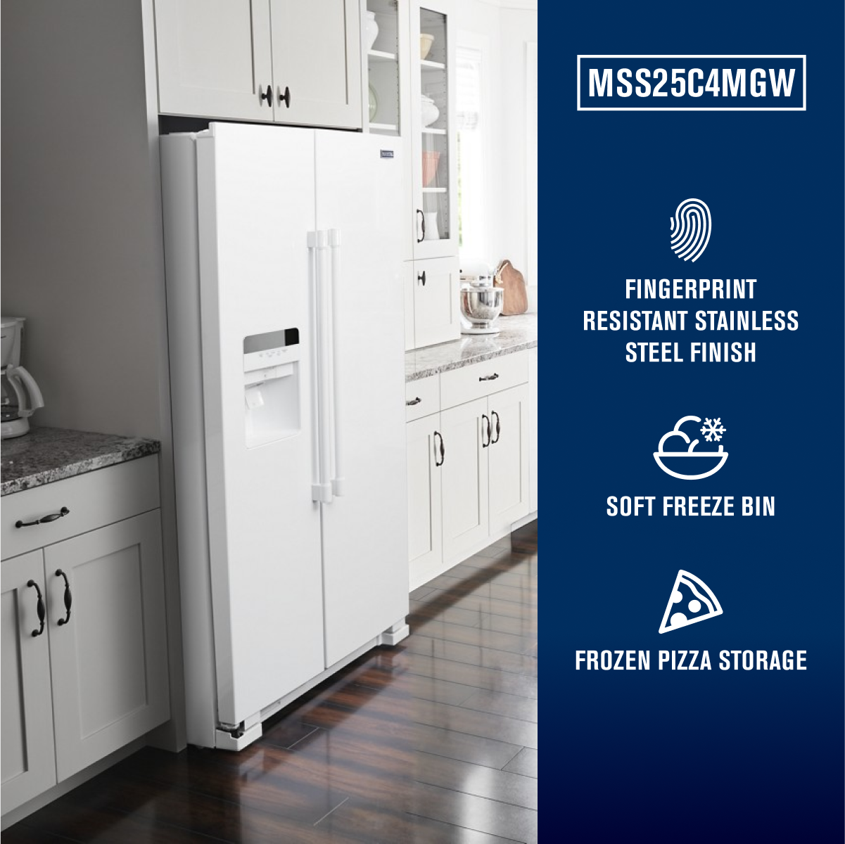 Maytag 36 in. Wide Side-By-Side Refrigerator W/ Exterior Ice And Water Dispenser, 25 cu. ft. in White - View 5 | Fridge.com