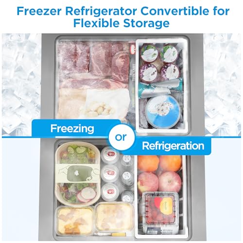 Midea MERC05C4BAWW Chest Freezer, 5.1 Cubic Feet Freezer With Removable Basket, Interior LED Light, Adjustable Temperature, For Kitchen Apartment Office, White - View 3 | Fridge.com