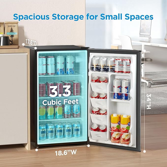 Midea 3.3 Cu.Ft Mini Fridge, Energy Star Certified, Low Noise For Office - View 2 | Fridge.com