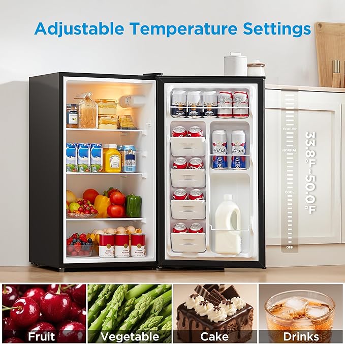 Midea 3.3 Cu.Ft Mini Fridge, Energy Star Certified, Low Noise For Office - View 3 | Fridge.com