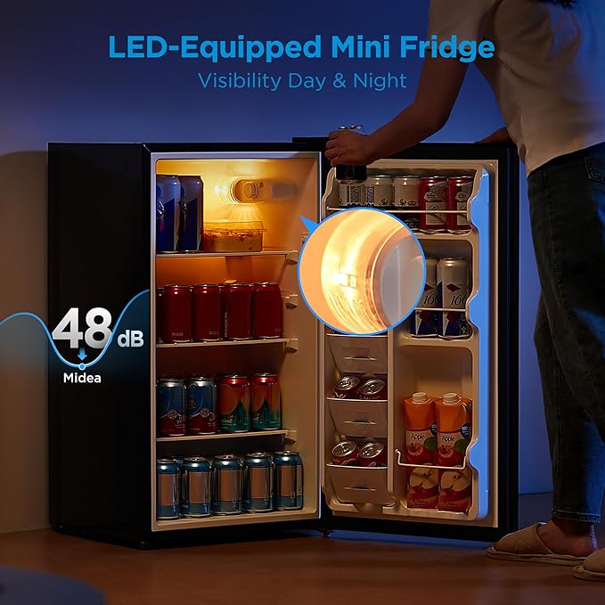 Midea 3.3 Cu.Ft Mini Fridge, Energy Star Certified, Low Noise For Office - View 4 | Fridge.com
