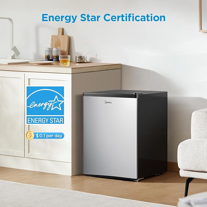 Midea Whs-87lss1 Refrigerator, 2.4 Cubic Feet, Stainless Steel - View 4 | Fridge.com