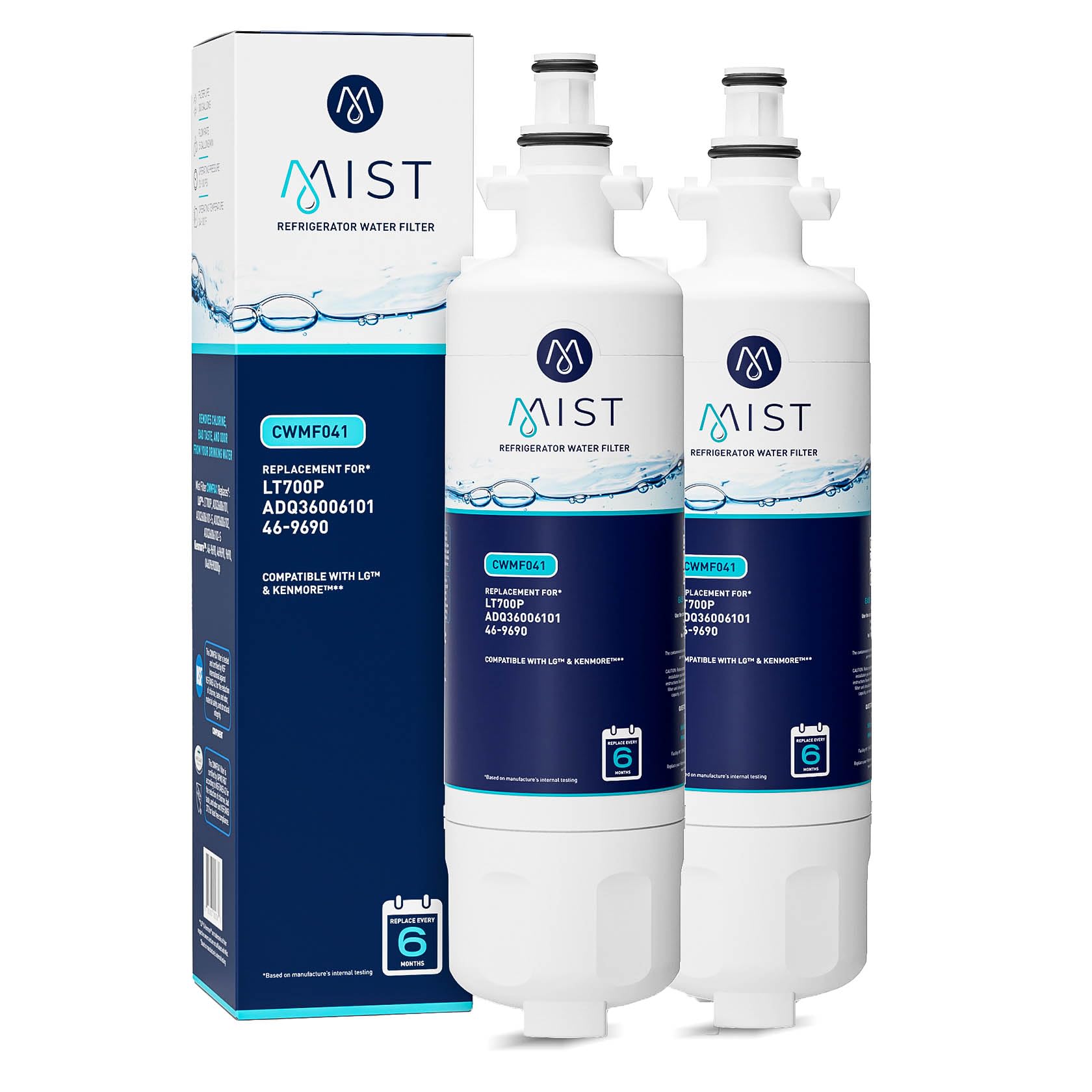 Mist ADQ36006101 Refrigerator Water Filter Replacement for LG LT700P, ADQ36006102, Kenmore 469690, Fridge LFX25978SB – NSF 42 Certified – 2 Pack | Fridge.com