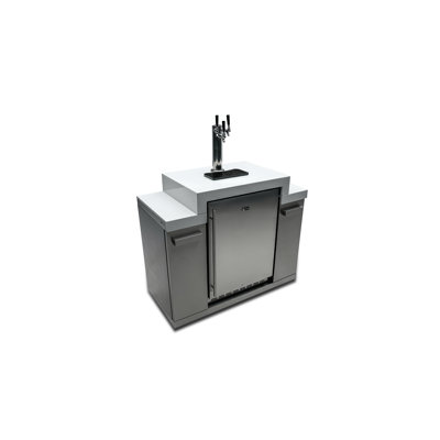 Mont Alpi Stainless Steel 48"W x 23"D x 55"H Premium 3 Tap Outdoor Kegerator Draft Beer Keg Dispenser - Beverage Refrigerator Cooler Module with Digit | Fridge.com