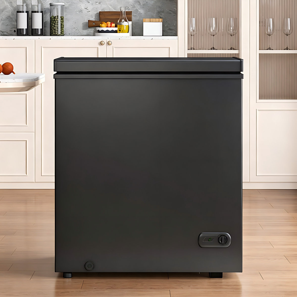 7.0 Cu Ft Black Chest Freezer,  Deep Freezer With Removable Storage Basket & 7 Level Adjustable Temperature | Fridge.com