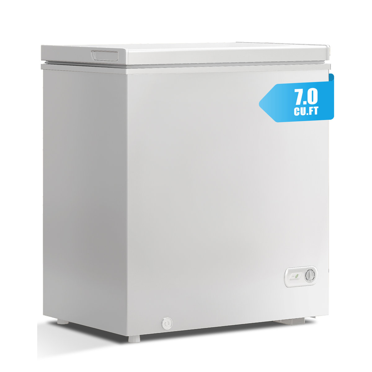 7.0 Cu Ft White Chest Freezer, Deep Freezer With Removable Storage Basket & 7 Level Adjustable Temperature | Fridge.com