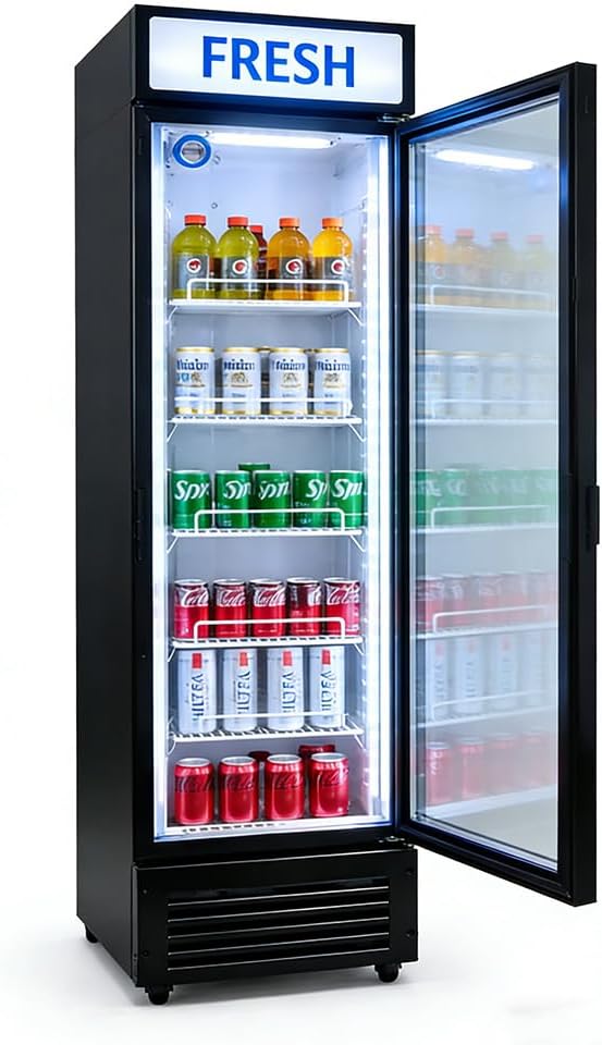 NAFCOOL Sub Zero Commercial Beverage Refrigerator Display Fridge，6 Cu Ft Small Slims Single Glass Door Merchandiser Drink Cooler with LED Light Adjustable Shelves,ETL and NSF Approval,15.4" Wide | Fridge.com