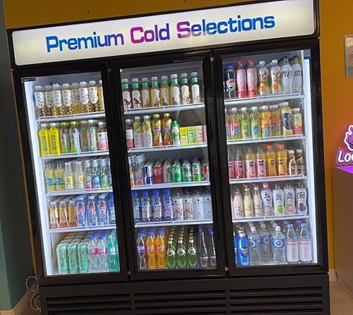 NAFCOOL 71” Wide Commercial Beverage Refrigerator Display Fridge, Three Glass Door Merchandiser Drink Cooler With LED Light Adjustable Shelves,Etl Sanitation,63.5 cu ft,Black,Wheels Not Included - View 5 | Fridge.com