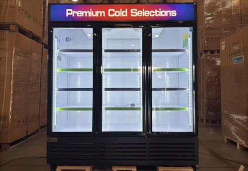 NAFCOOL 71” Wide Commercial Beverage Refrigerator Display Fridge, Three Glass Door Merchandiser Drink Cooler With LED Light Adjustable Shelves,Etl Sanitation,63.5 cu ft,Black,Wheels Not Included - View 6 | Fridge.com