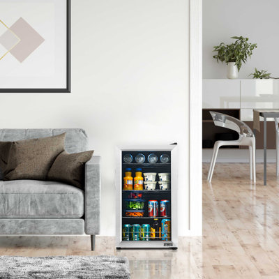 100 Can Beverage Fridge With Glass Door, Small Freestanding Mini Fridge In Stainless Steel — NewAir, model AB-1000