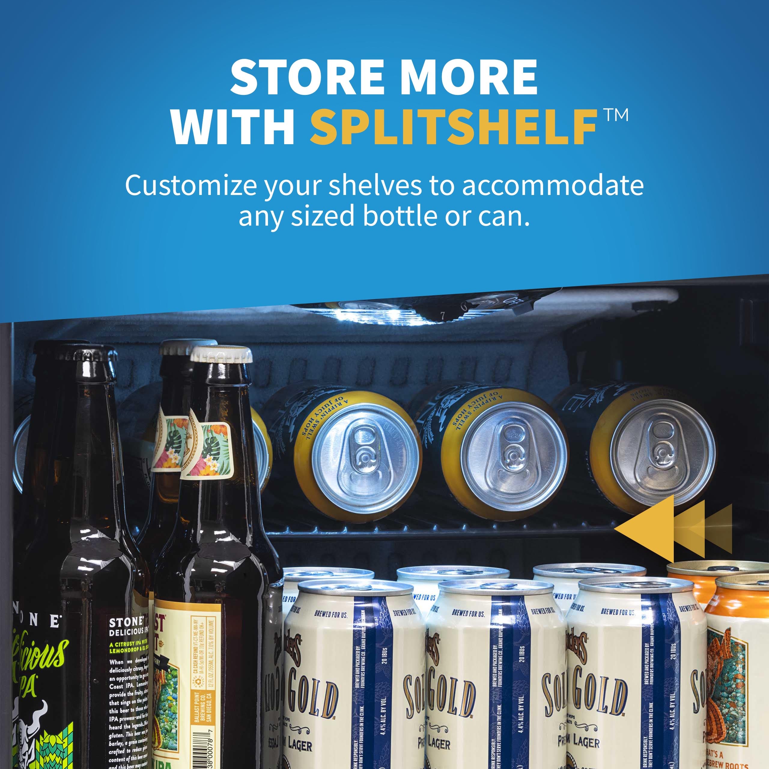 NewAir Custom Designed Freestanding 126 Can Beer Fridge With Splitshelf - View 4 | Fridge.com