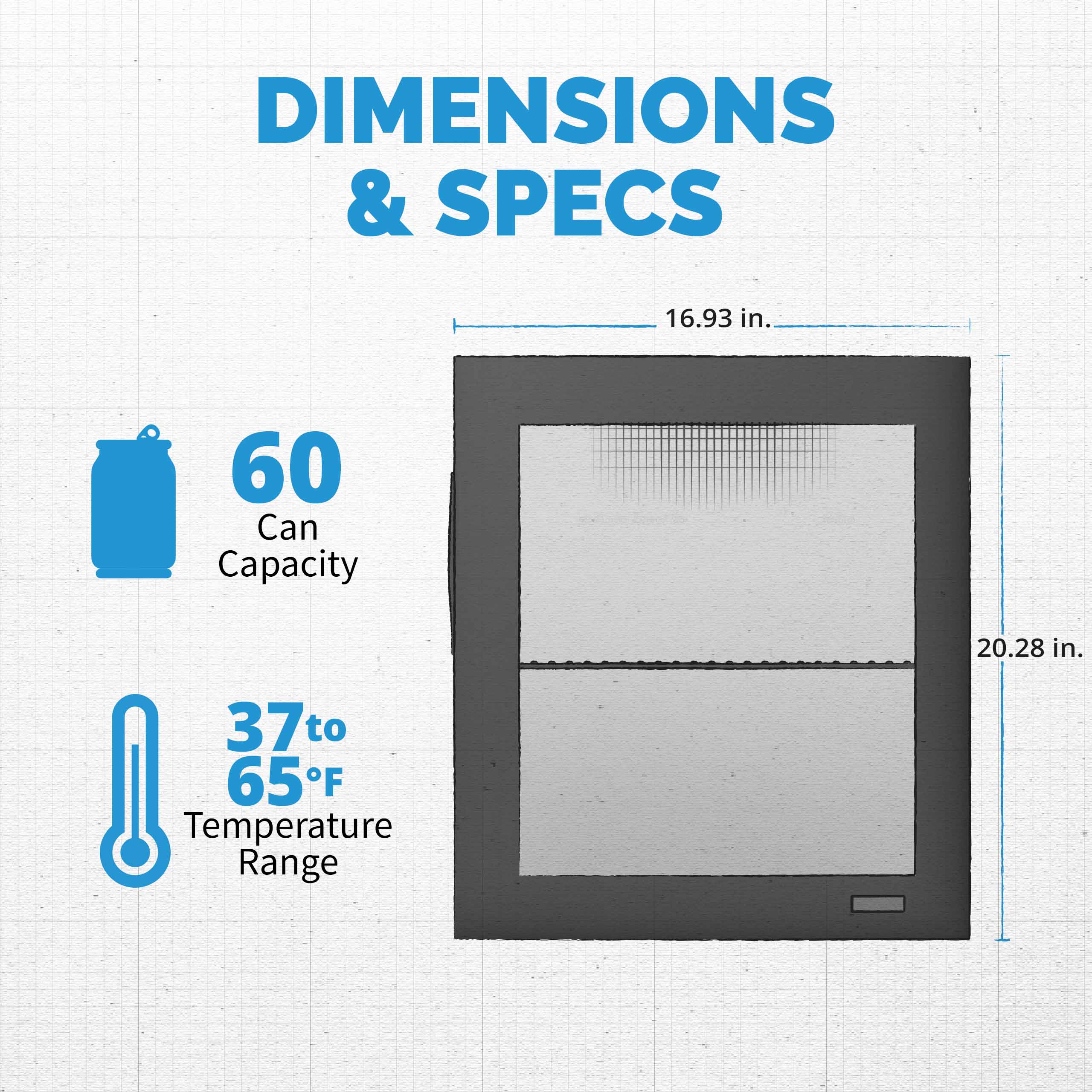 NewAir 60 Can Beverage Fridge With Glass Door, Small Freestanding Mini Fridge In Black - View 6 | Fridge.com
