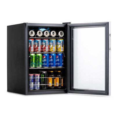 Newair 90 Can Freestanding Beverage Fridge in Stainless Steel, Compact with Adjustable Shelves | Fridge.com