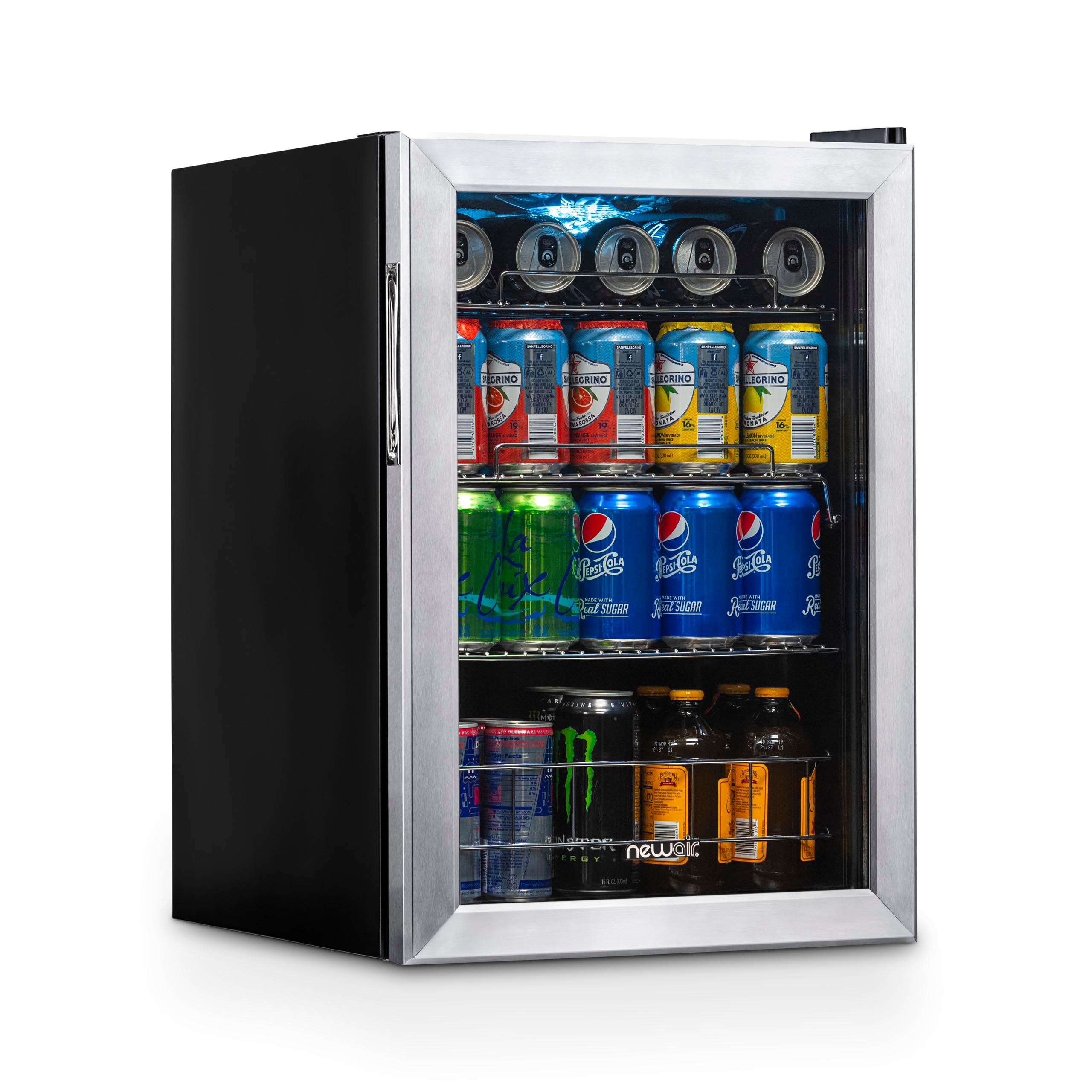 NewAir 90 Can Freestanding Beverage Fridge In Stainless Steel, Compact With Adjustable Shelves - View 2 | Fridge.com