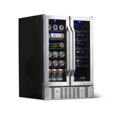 Newair 24 Built-in Dual Zone 18 Bottle and 58 Can Wine and Beverage Fridge in Stainless Steel | Fridge.com