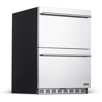 Newair 24" Built-in 20 Bottle and 80 Can Dual Drawer Indoor/Outdoor Wine and Beverage Fridge | Fridge.com