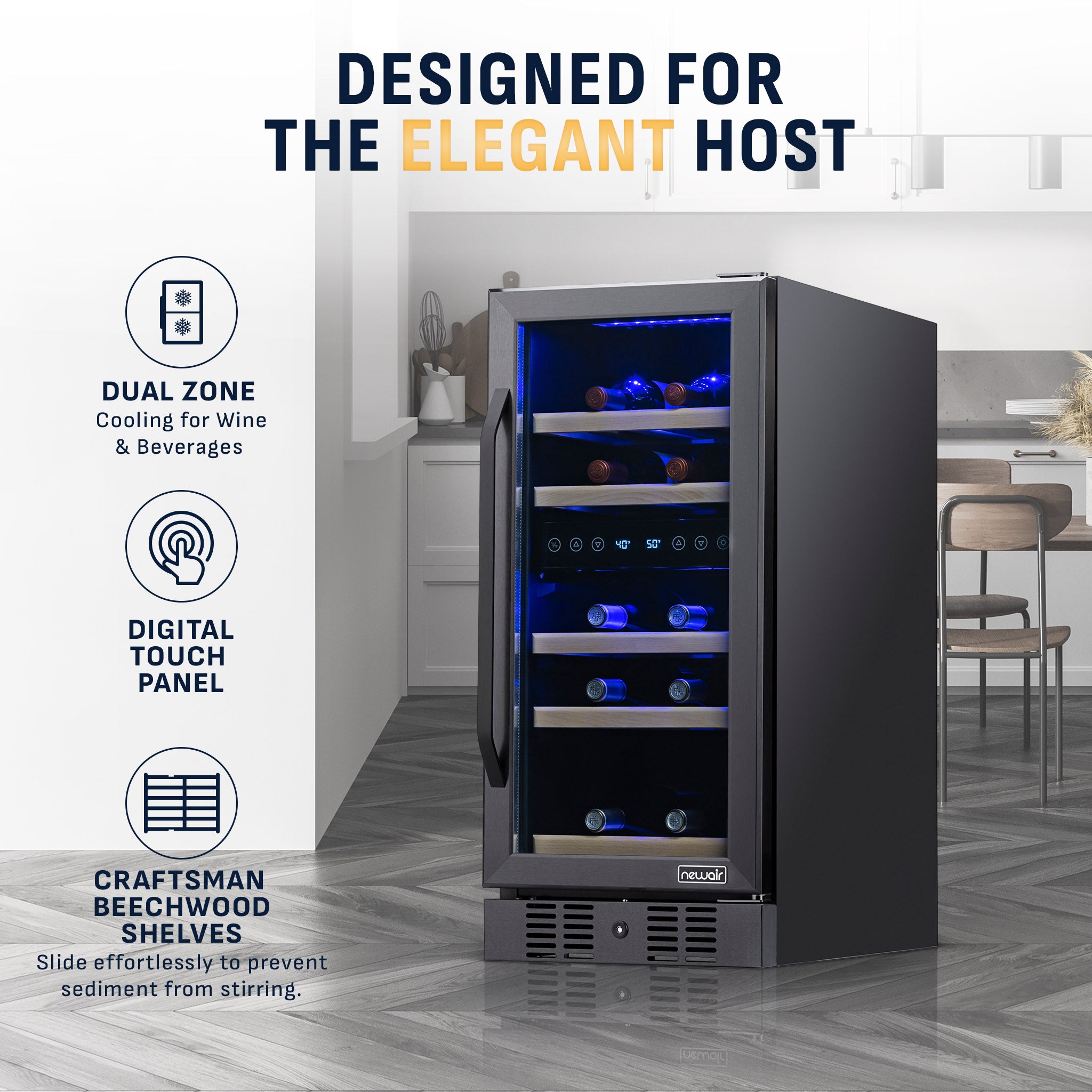 29 Bottle Stainless Steel Dual Zone Freestanding/Built-In Wine Refrigerator - View 4 | Fridge.com