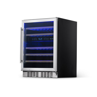 Newair 46 Bottle Dual Zone Built-in Wine Refrigerator with Beechwood Shelves and Recessed Kickplate | Fridge.com