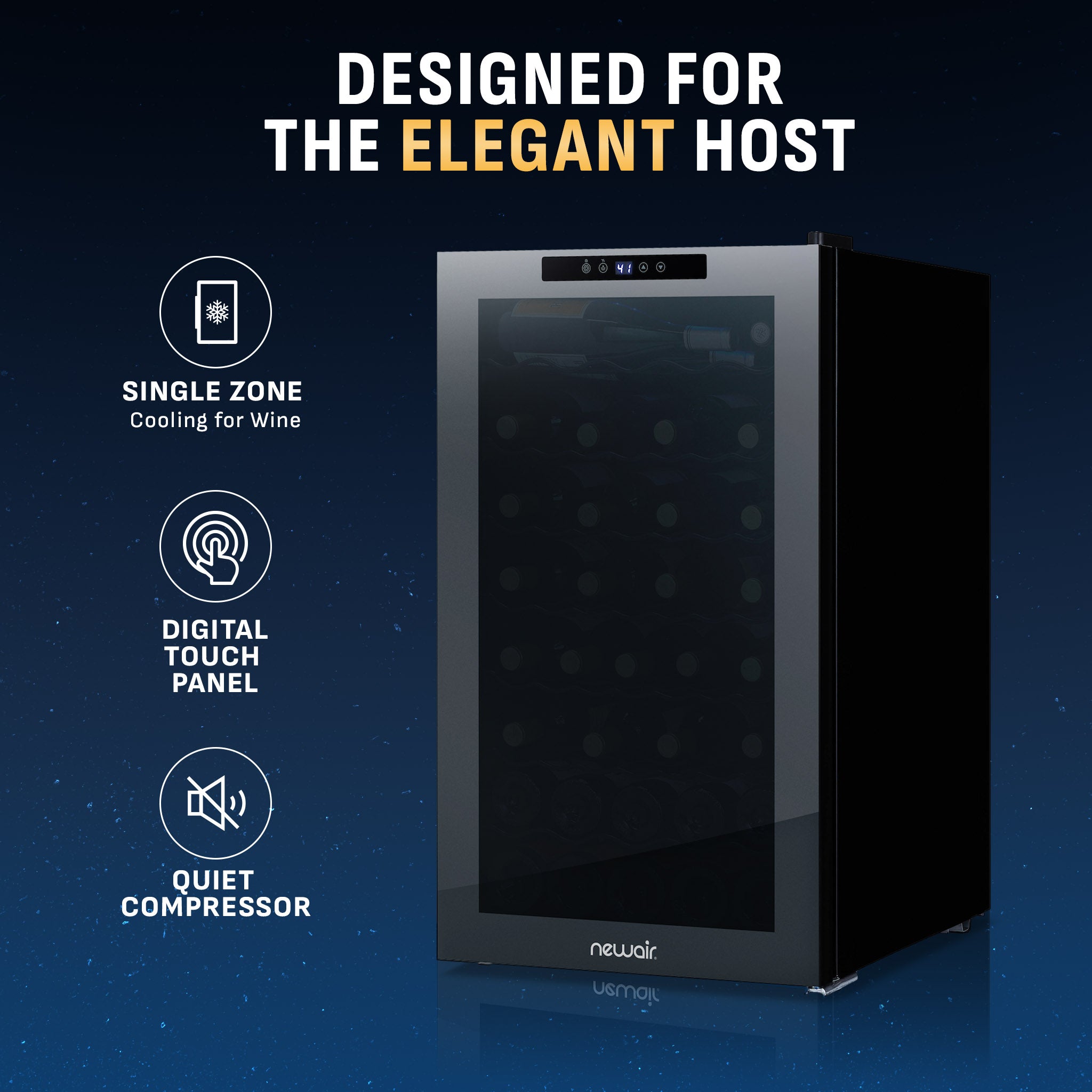 Newair 51 Bottle Wine Cooler Refrigerator Freestanding Mirrored Wine Fridge — FIN-0016649 | Fridge.com
