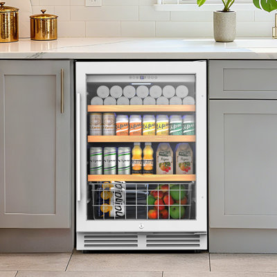 24-Inch Beverage Refrigerator Holds 190 Cans, Versatile Built-In or Freestanding Cooler with 2 Door Handles, Storage Baskets, Available in Three Color | Fridge.com