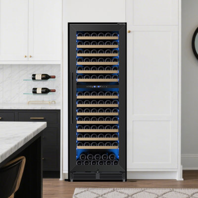24-Inch Tall Dual Zone Wine Refrigerator -- 154-Bottle Cooler for Built-In or Freestanding Use with Reversible Door Design, Professional Compressor, L | Fridge.com