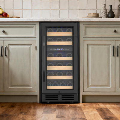 15-Inch Dual-Zone Mini Wine Refrigerator  Holds 30 Bottles, Versatile Built-In or Freestanding Wine Cooler, Reversible Door, LED Lighting, and Safety | Fridge.com