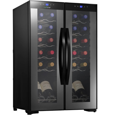 NutriChef Dual Zone 19.29'' Freestanding 24 Bottle Wine Refrigerator | Fridge.com