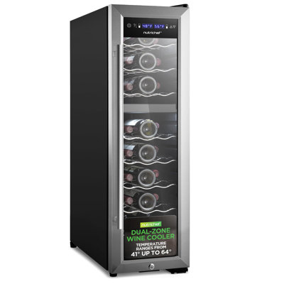 NutriChef 24 Bottle Wine Fridge | Dual Zone Wine Chiller | Adjustable Temperature | Quiet Operation | Wine Cooler For Home, & Office | Free Standing 3 | Fridge.com