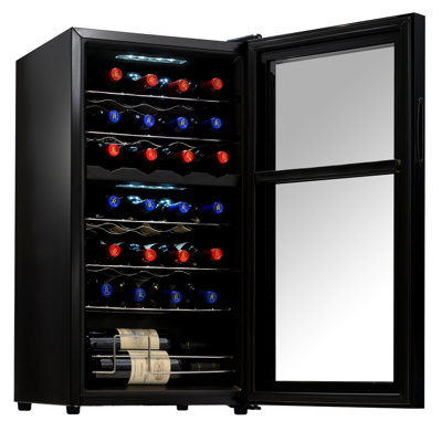 NutriChef Dual Zone 16.93'' Freestanding 28 Bottle Wine Refrigerator - View 1 | Fridge.com