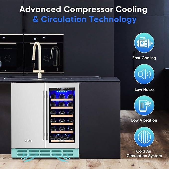 Orymuse 30" Stainless Steel Wine & Beverage Refrigerator - Dual Zone, Built-In/Freestanding With Upgraded Cooling - 30 Bottles & 110 Cans Capacity - View 3 | Fridge.com