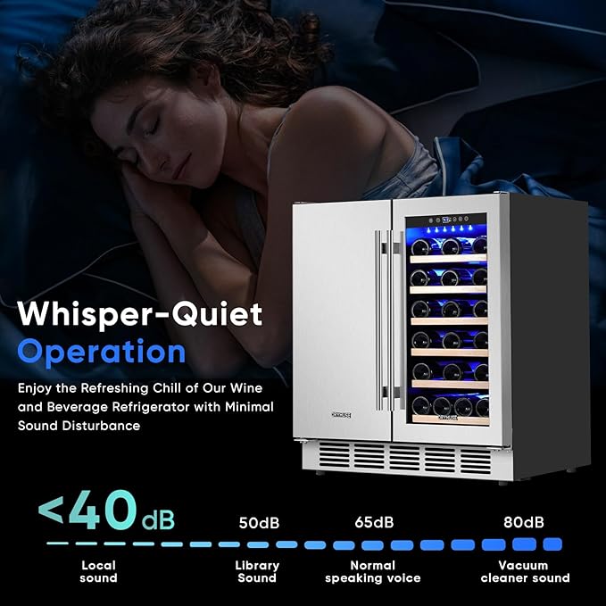 Orymuse 30" Stainless Steel Wine & Beverage Refrigerator - Dual Zone, Built-In/Freestanding With Upgraded Cooling - 30 Bottles & 110 Cans Capacity - View 4 | Fridge.com