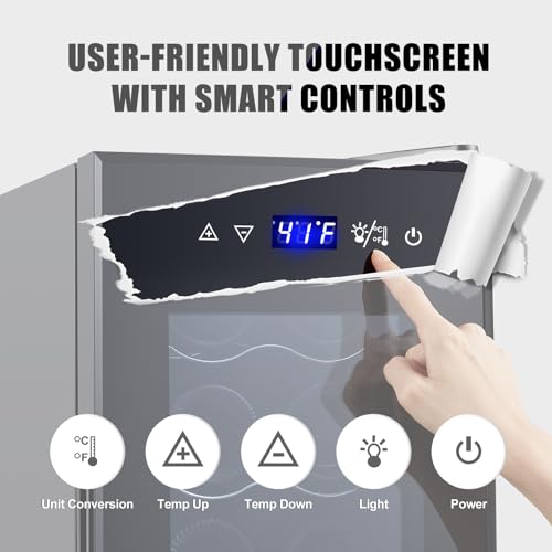 12 Bottle Compressor Wine Cooler Refrigerator With Lock, Freestanding Wine Fridge, 41°F-64°F Digital Temperature Control, Large Wine Cellar For Red, White, Champagne, And Sparkling Wine – Black - View 2 | Fridge.com
