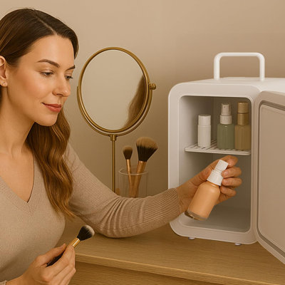 OVENTE Mini Fridge, 4L Capacity Fits 6 Can Beverages, Portable Personal Refrigerator and Small Cooler for Skin Care, Cosmetics or Food, Ideal for Bedr | Fridge.com
