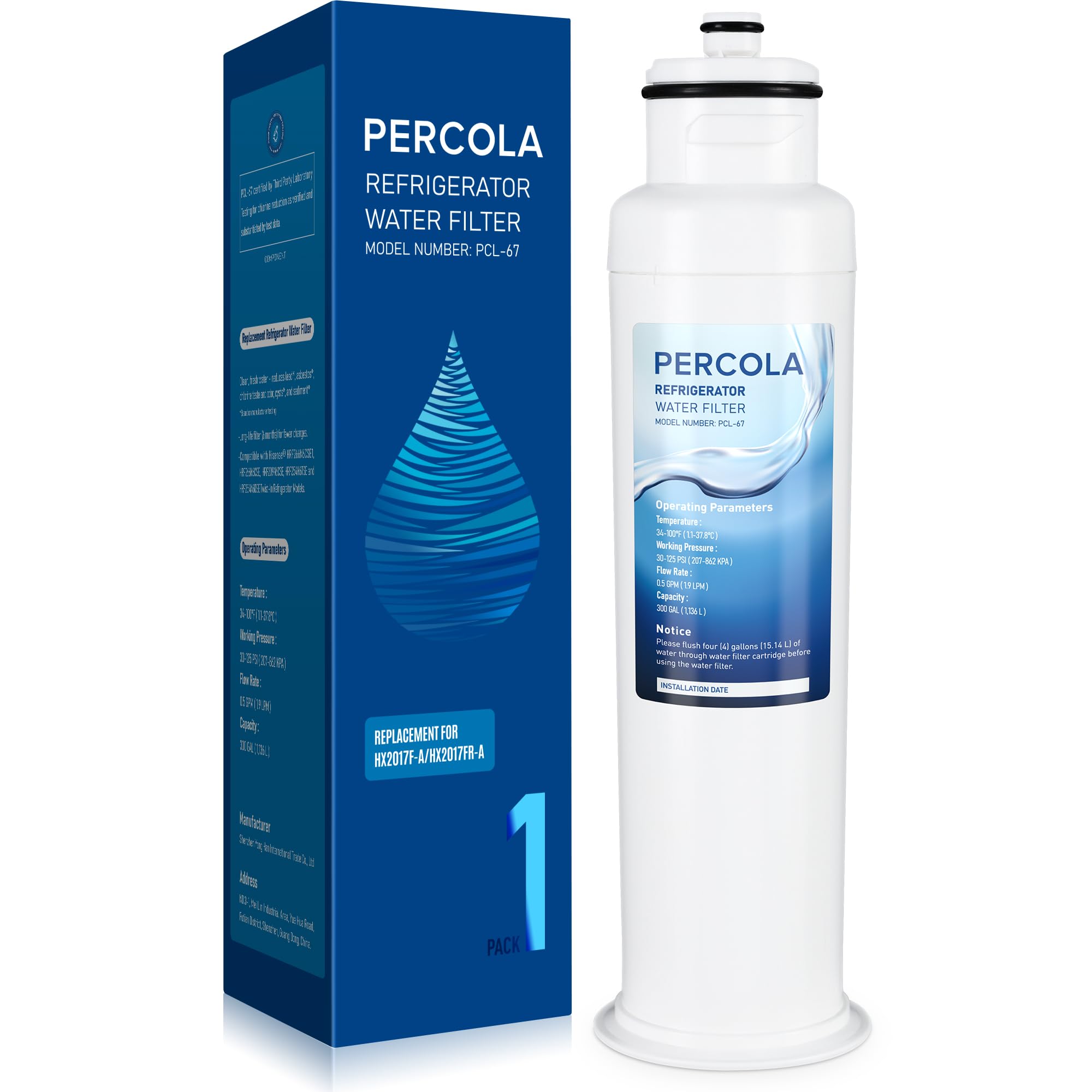 HX2017FR-A/HX2017F-A Water Filter, Compatible With Hisense HRF266N6CSE1, HRF266N6CSE, HRF209N6CSE, HRF254N6TSE, HRF254N6DSE Twist-In Refrigerator Models (1 Pack) - View 1 | Fridge.com