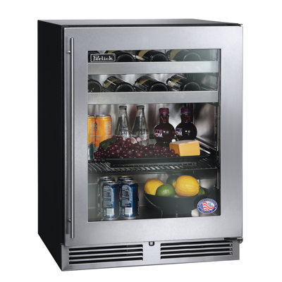 Perlick 23.88'' W Freestanding 62 Cans (12 oz.) 4.8 Cubic Feet Beverage Cooler with Wine Storage and Glass Door | Fridge.com