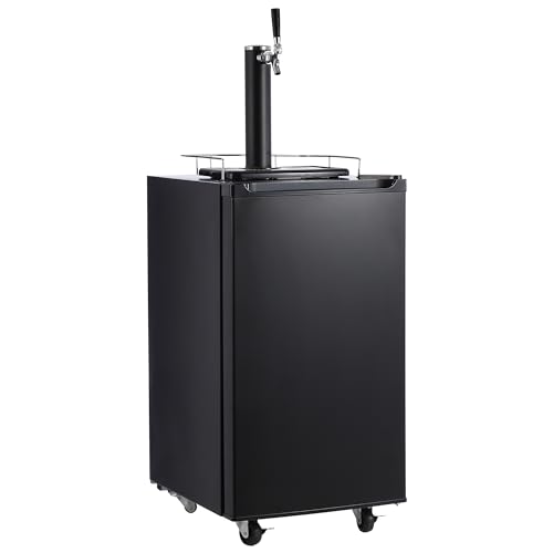 PioneerWorks Beer Kegerator, Single Tap Draft Beer Dispenser, Full Size Stainless Steel Keg Refrigerator With Drip Tray, CO2 Cylinder, 32°F- 50°F Temperature Control | Fridge.com