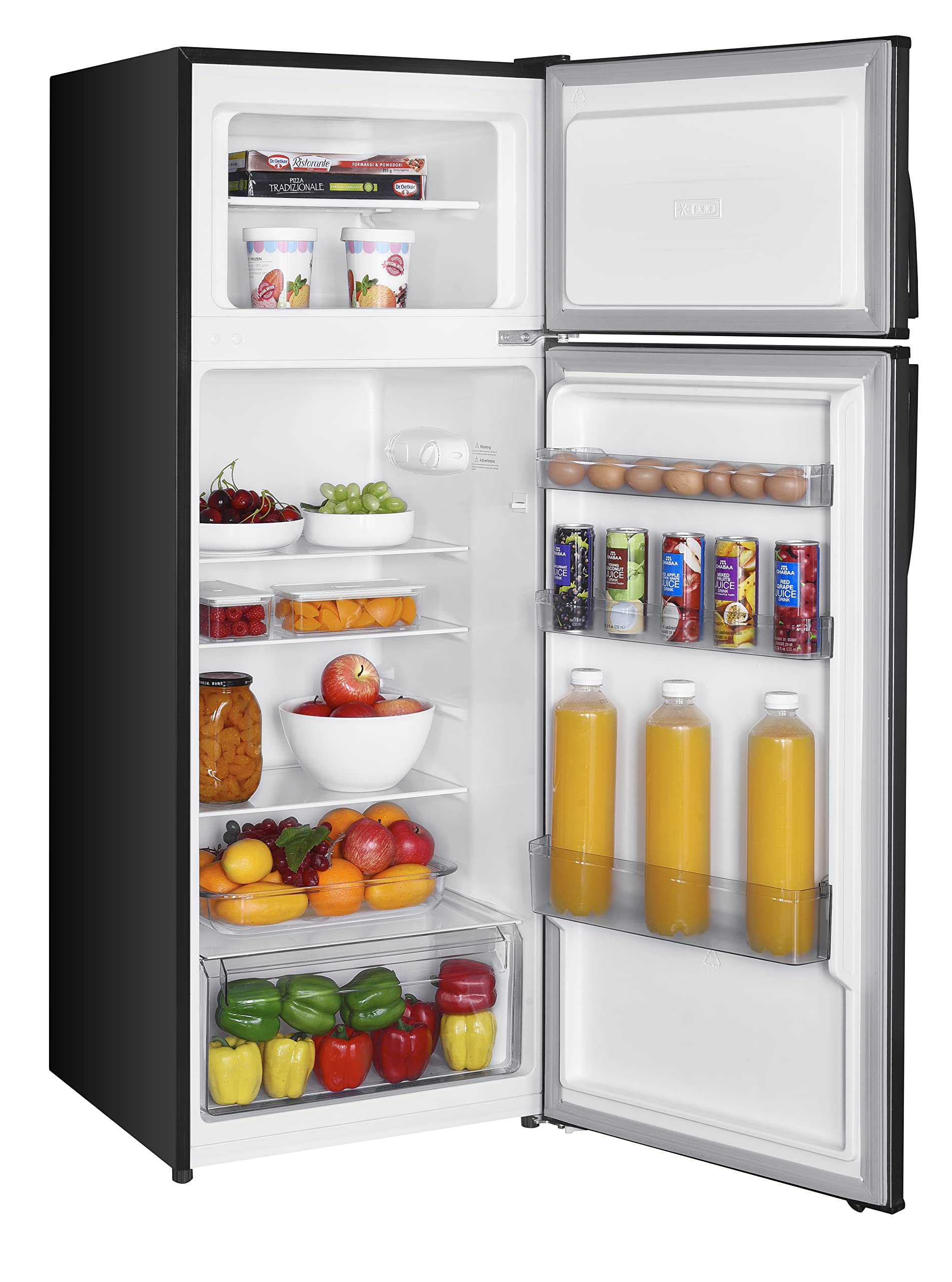 Premium Levella - 7.3 cu ft Top Freezer Refrigerator With Three Door Balconies - Stainless Steel - View 3 | Fridge.com