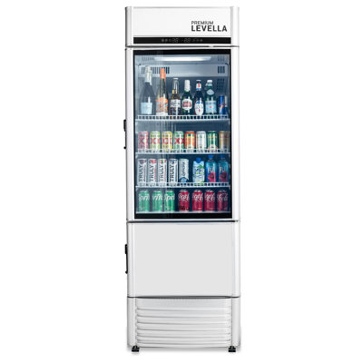 25.79'' W Freestanding 336 Cans (12 oz.) 12.5 Cubic Feet Beverage Cooler with Glass Door — Premium Levella, model PRFIM1256DX