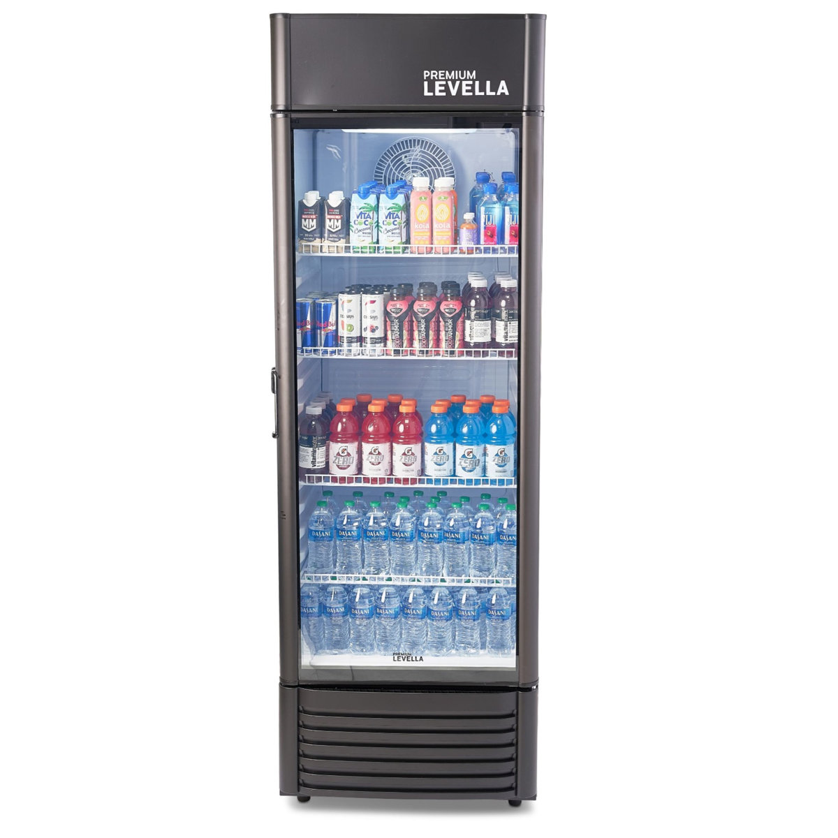 Premium Levella - 26 in. Wide 15.5 cu. ft. 1-Door Commercial Merchandiser Refrigerator Glass-Door Beverage Display Cooler - Black | Fridge.com