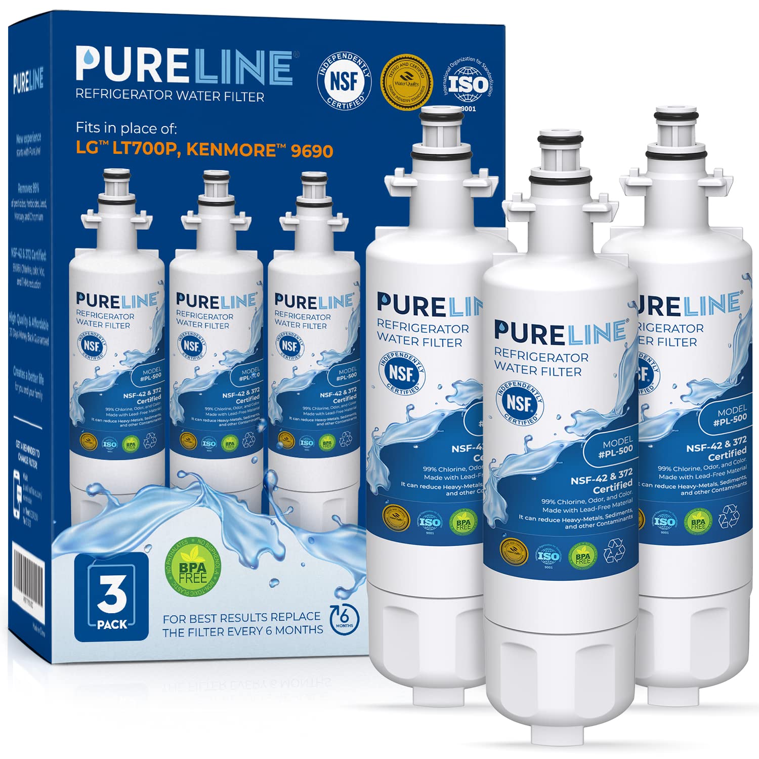 Pureline 9690, Lt700p Replacement For LG Lt700p, Kenmore Elite 9690, Kenmoreclear 46-9690, Adq36006101, Hdx Fml-3, Refrigerator Water Filter - Reduces Bad Taste & Odor - View 1 | Fridge.com