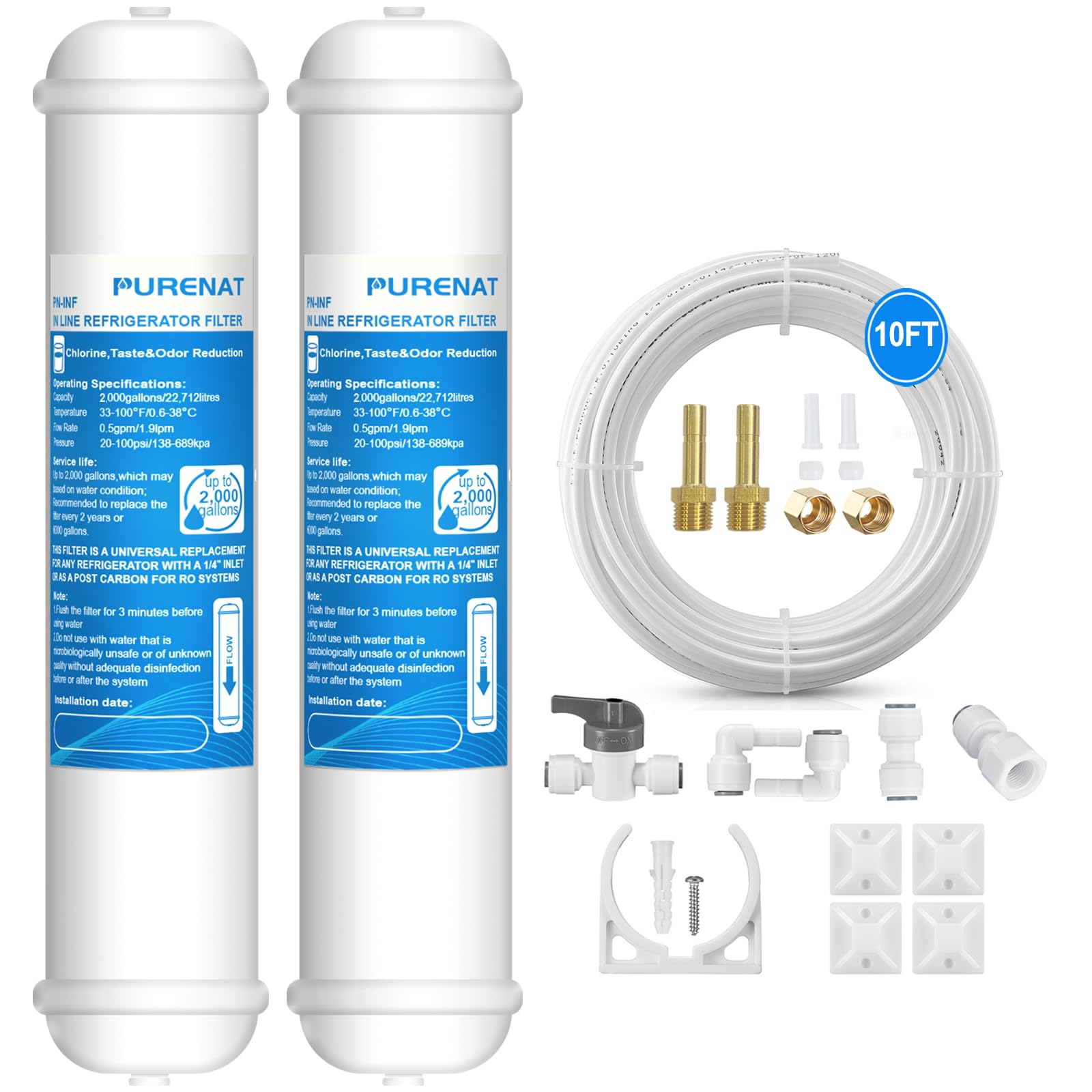 Inline Water Filter - With Fittings For Refrigerator & Ice Maker(2 Pack) - View 1 | Fridge.com